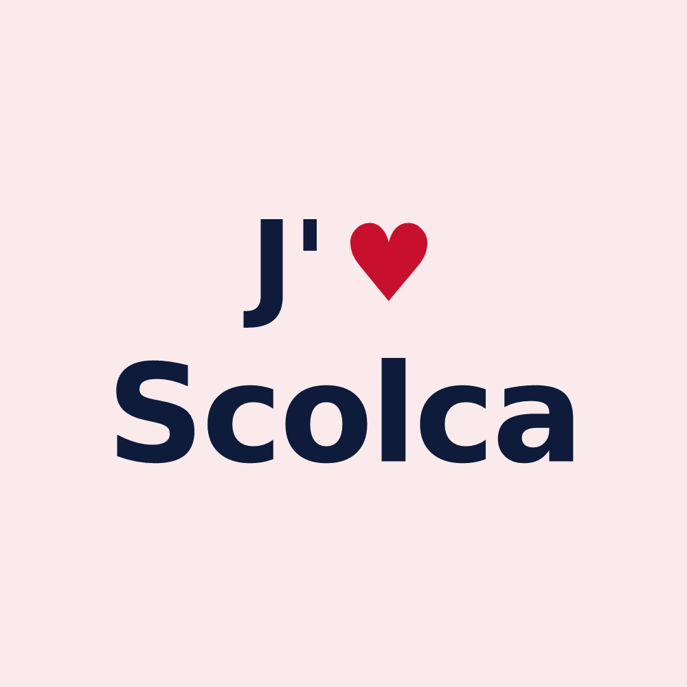 Magnet personnalisé Scolca — design J'aime Scolca