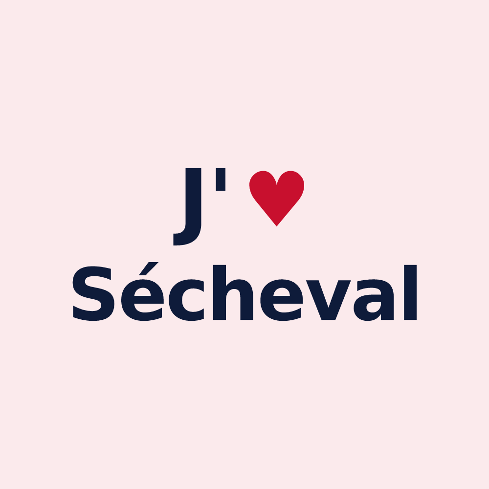 Magnet personnalisé Sécheval — design J'aime Sécheval