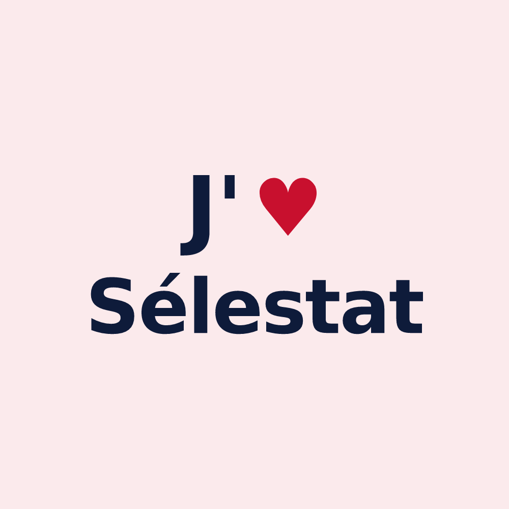 Magnet personnalisé Sélestat — design J'aime Sélestat