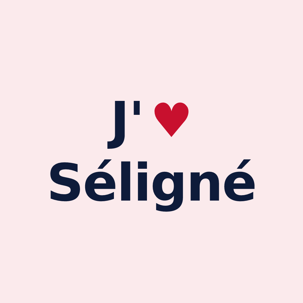 Magnet personnalisé Séligné — design « J'aime Séligné » imprimé sur le magnet