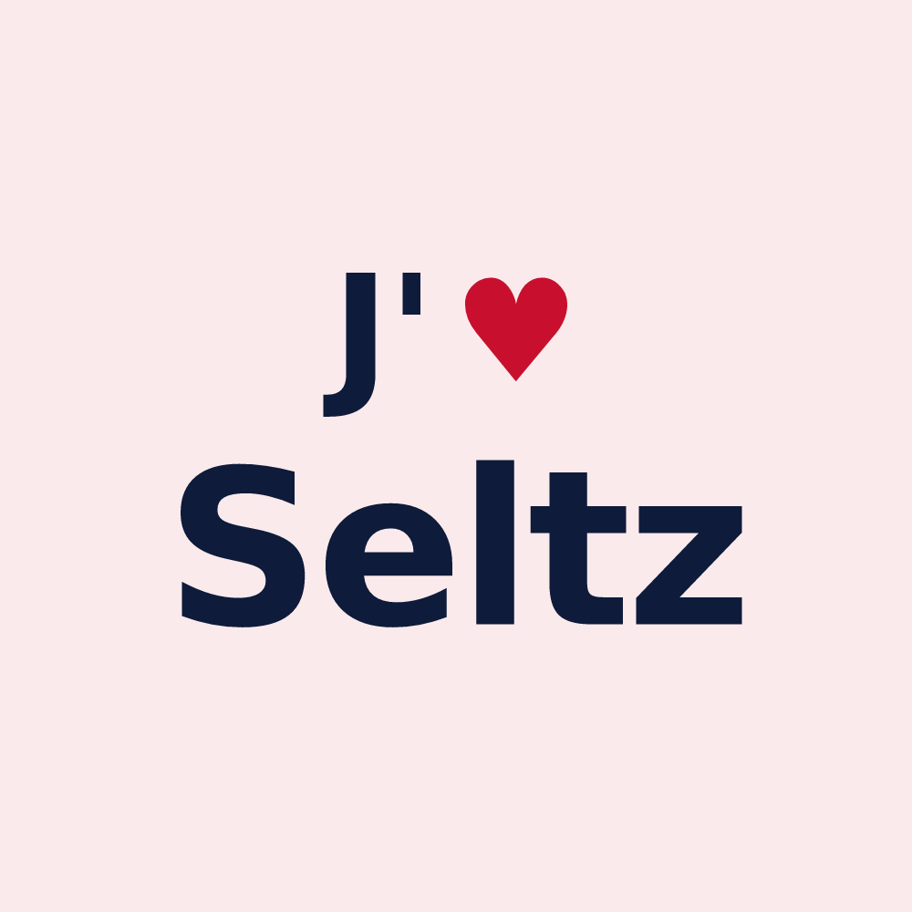 Magnet personnalisé Seltz — design « J'aime Seltz » imprimé sur le magnet