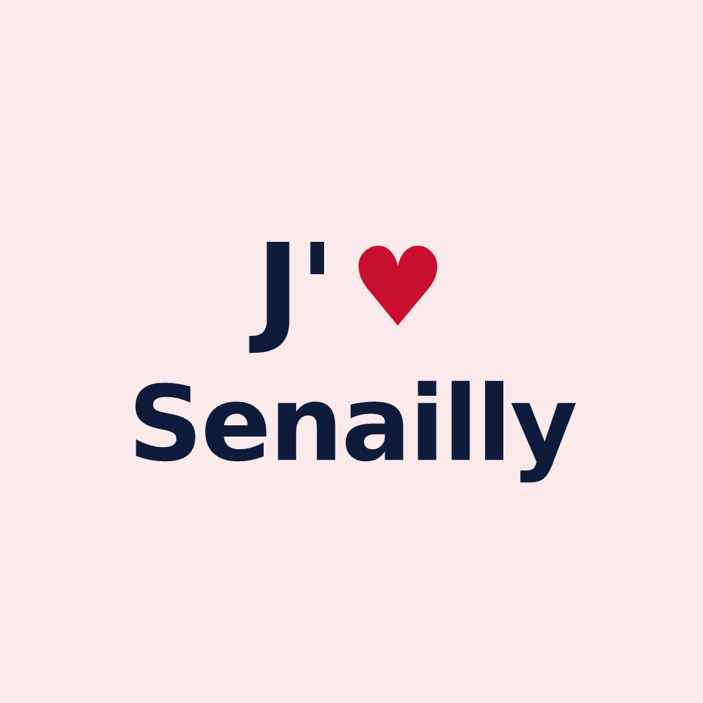 Magnet personnalisé Senailly — design « J'aime Senailly » imprimé sur le magnet