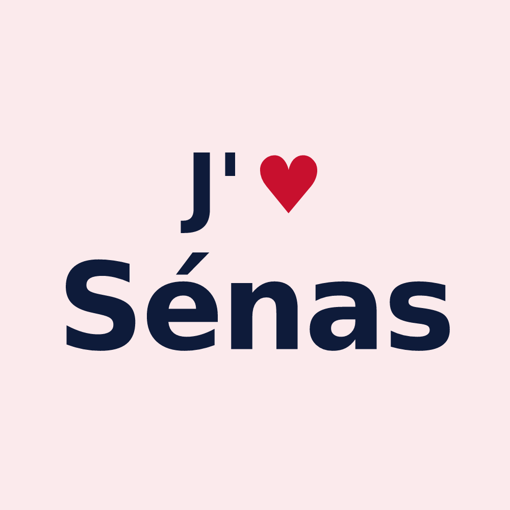 Magnet personnalisé Sénas — design J'aime Sénas