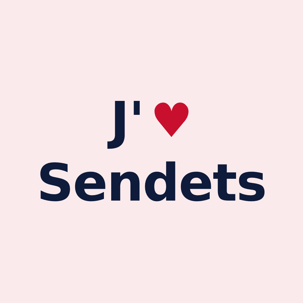 Magnet personnalisé Sendets — design « J'aime Sendets » imprimé sur le magnet