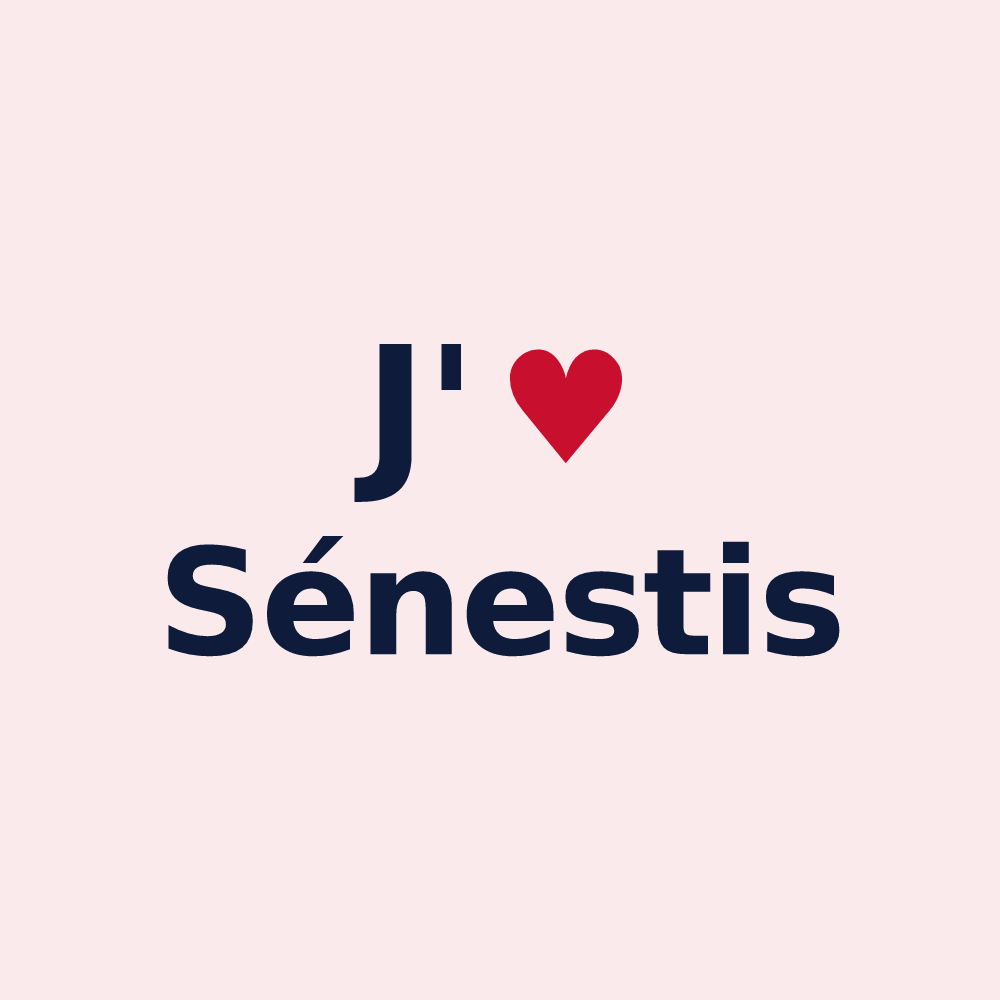 Magnet personnalisé Sénestis — design J'aime Sénestis