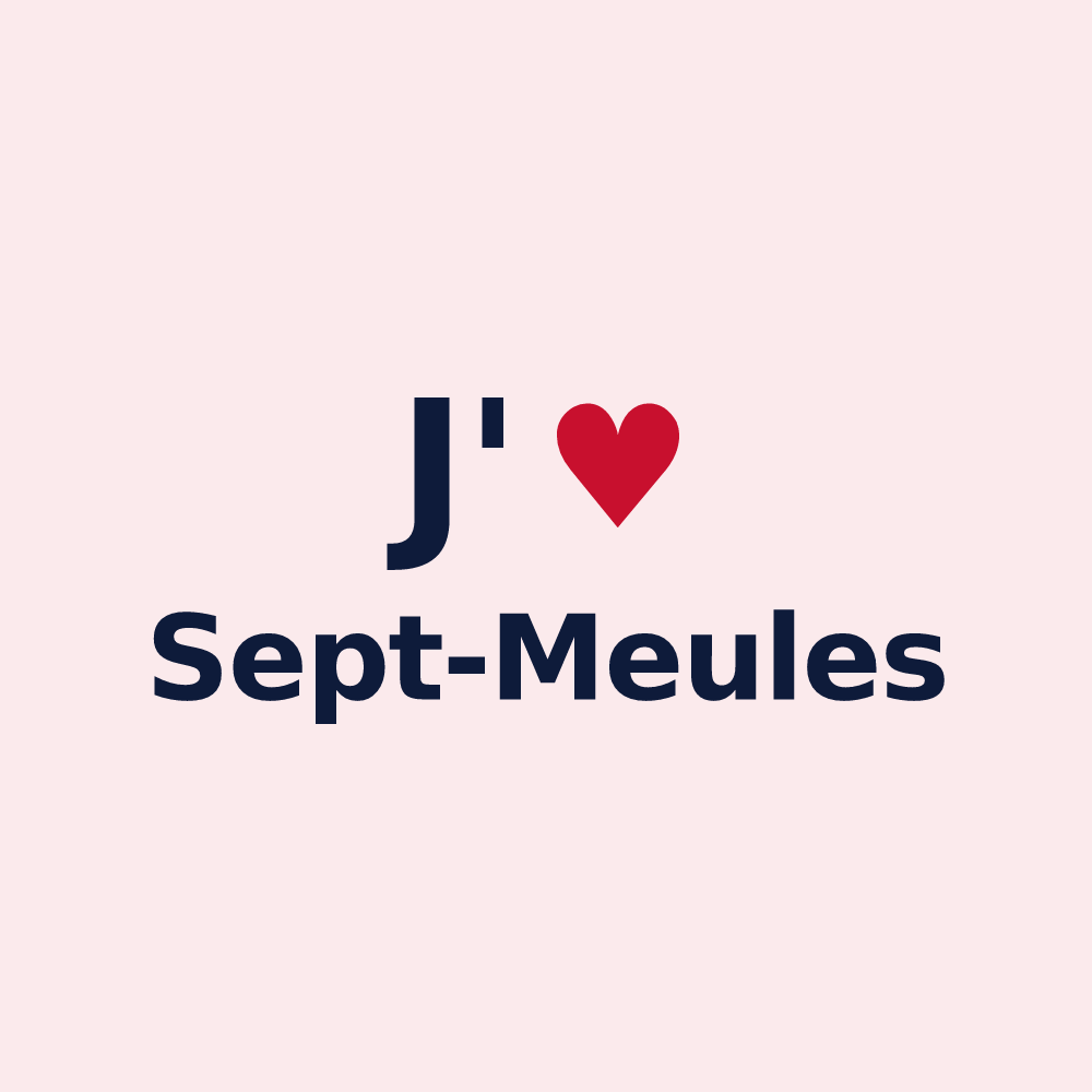 Magnet personnalisé Sept-Meules — design « J'aime Sept-Meules » imprimé sur le magnet