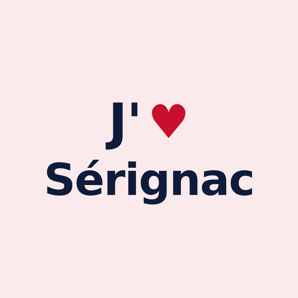 Magnet personnalisé Sérignac — design « J'aime Sérignac » imprimé sur le magnet