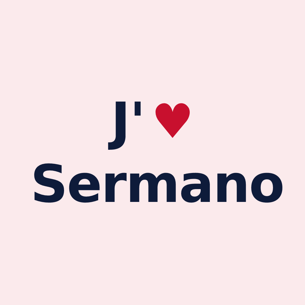 Magnet personnalisé Sermano — design « J'aime Sermano » imprimé sur le magnet
