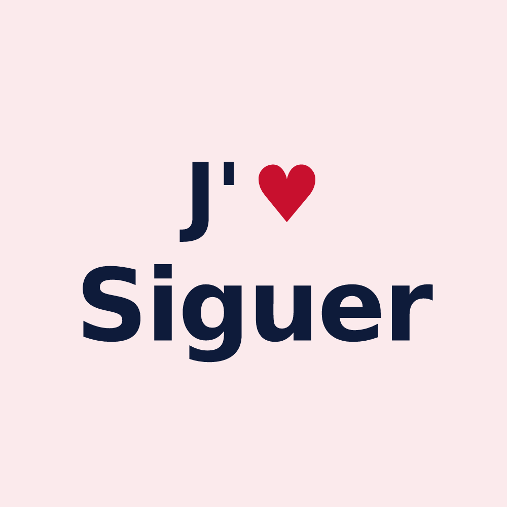 Magnet personnalisé Siguer — design « J'aime Siguer » imprimé sur le magnet
