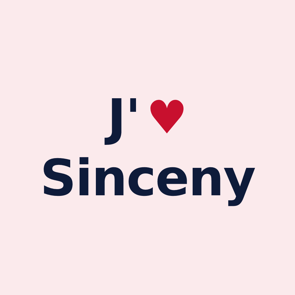 Magnet personnalisé Sinceny — design J'aime Sinceny