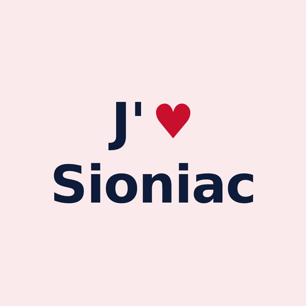Magnet personnalisé Sioniac — design « J'aime Sioniac » imprimé sur le magnet