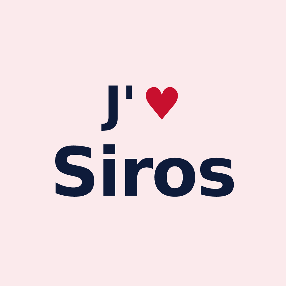 Magnet personnalisé Siros — design « J'aime Siros » imprimé sur le magnet
