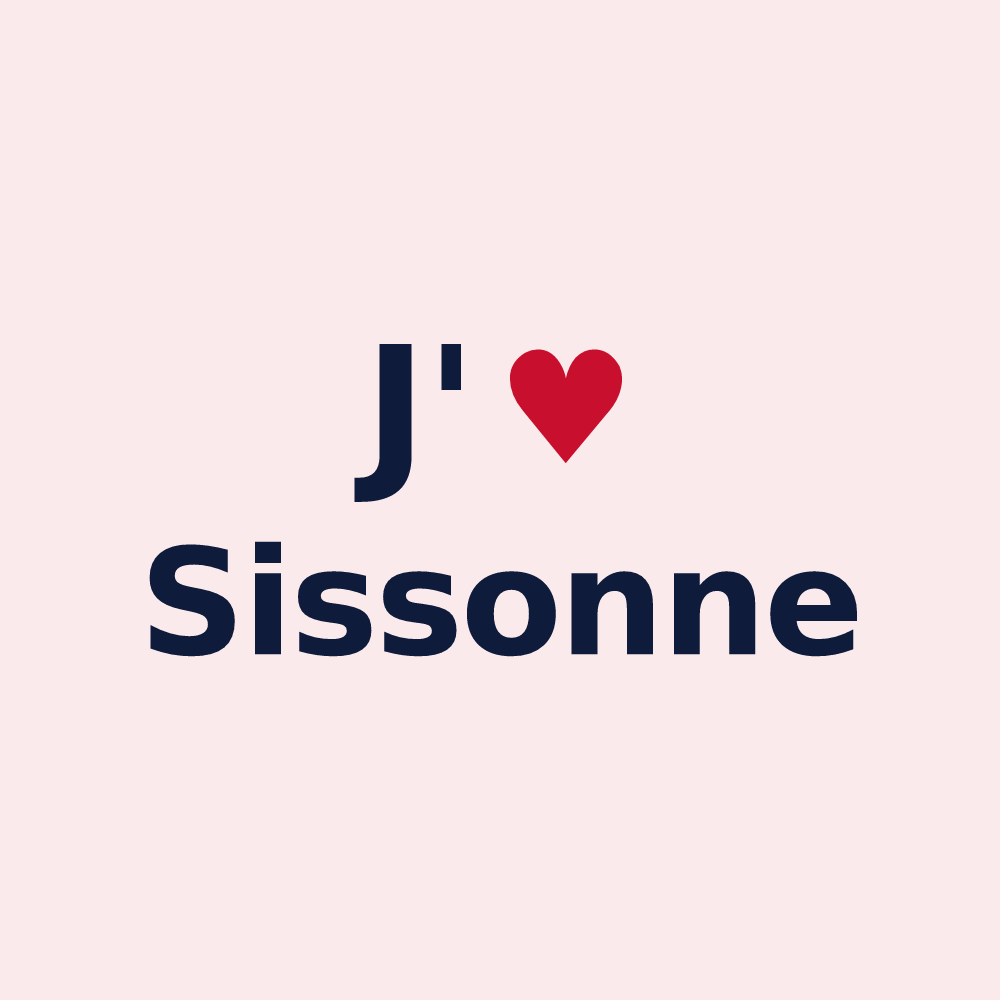Magnet personnalisé Sissonne — design « J'aime Sissonne » imprimé sur le magnet