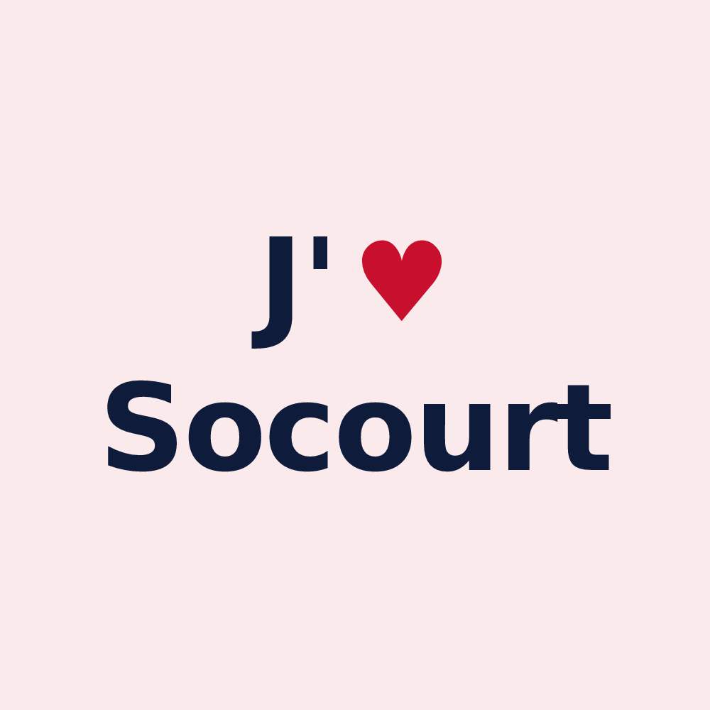 Magnet personnalisé Socourt — design J'aime Socourt
