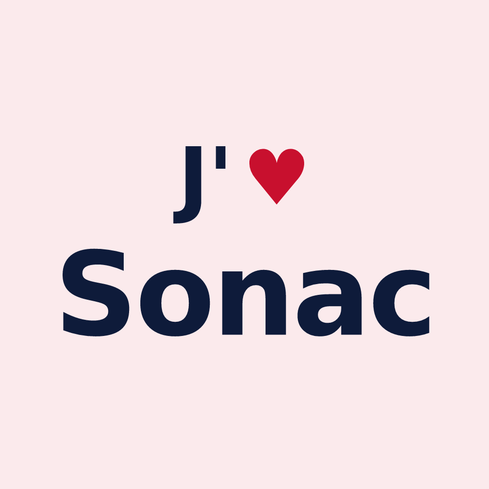 Magnet personnalisé Sonac — design « J'aime Sonac » imprimé sur le magnet