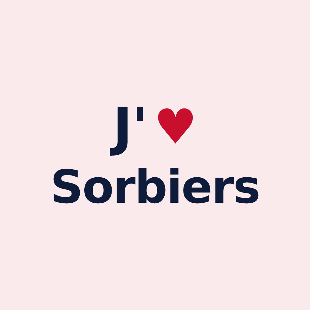 Magnet personnalisé Sorbiers — design « J'aime Sorbiers » imprimé sur le magnet