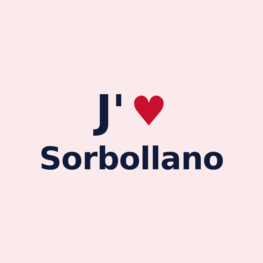Magnet personnalisé Sorbollano — design « J'aime Sorbollano » imprimé sur le magnet