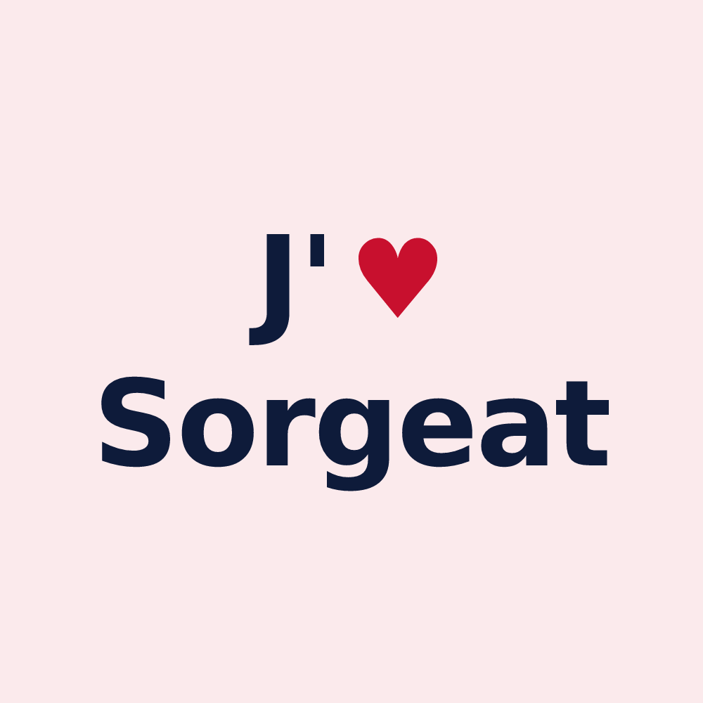 Magnet personnalisé Sorgeat — design « J'aime Sorgeat » imprimé sur le magnet