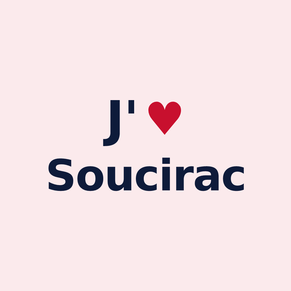 Magnet personnalisé Soucirac — design J'aime Soucirac