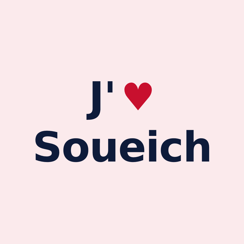 Magnet personnalisé Soueich — design « J'aime Soueich » imprimé sur le magnet