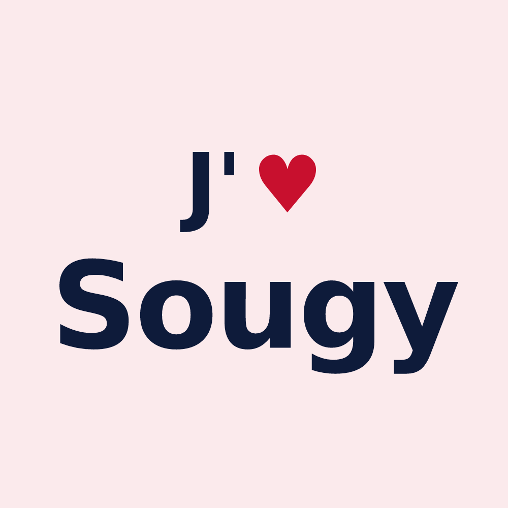 Magnet personnalisé Sougy — design « J'aime Sougy » imprimé sur le magnet