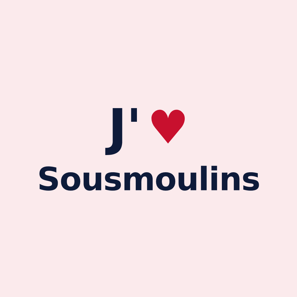 Magnet personnalisé Sousmoulins — design J'aime Sousmoulins