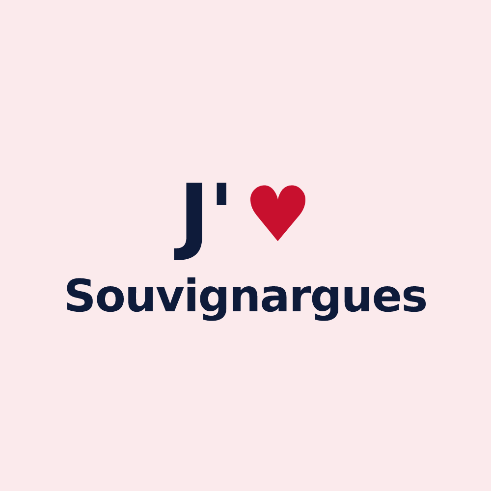 Magnet personnalisé Souvignargues — design J'aime Souvignargues