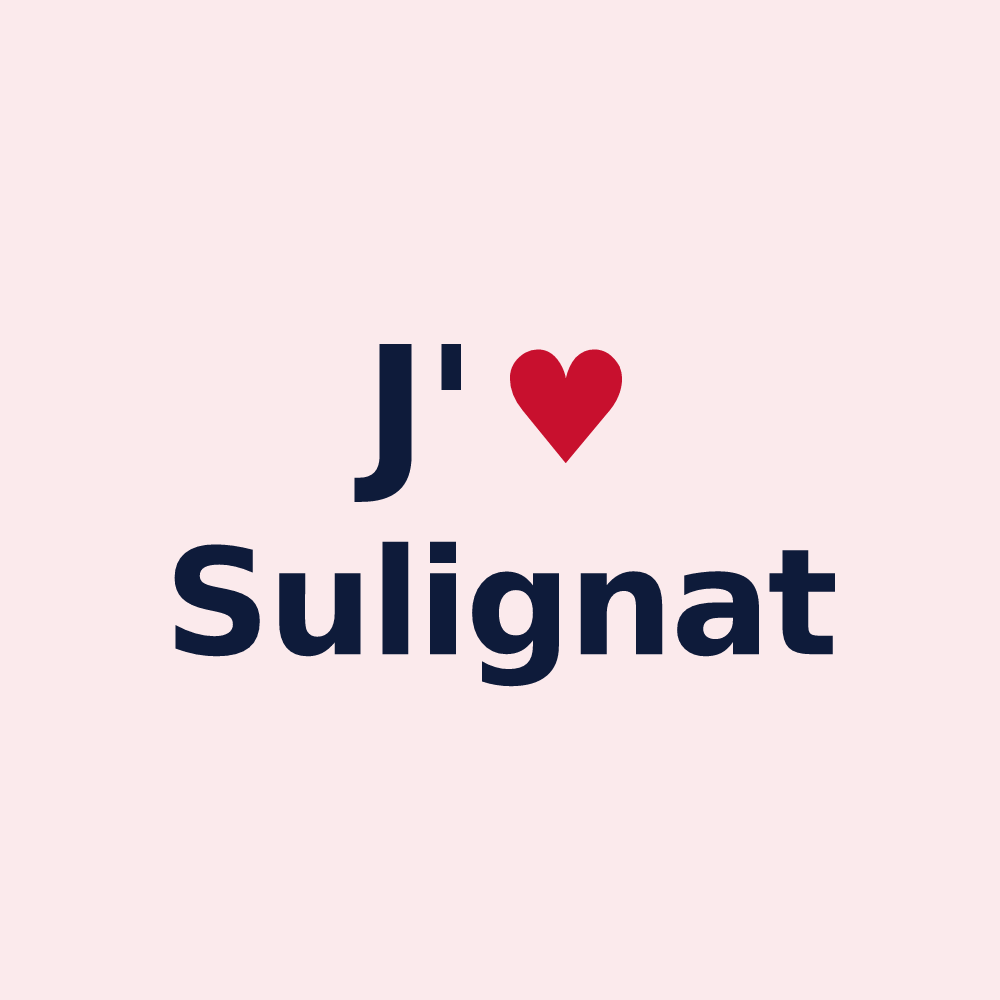 Magnet personnalisé Sulignat — design « J'aime Sulignat » imprimé sur le magnet