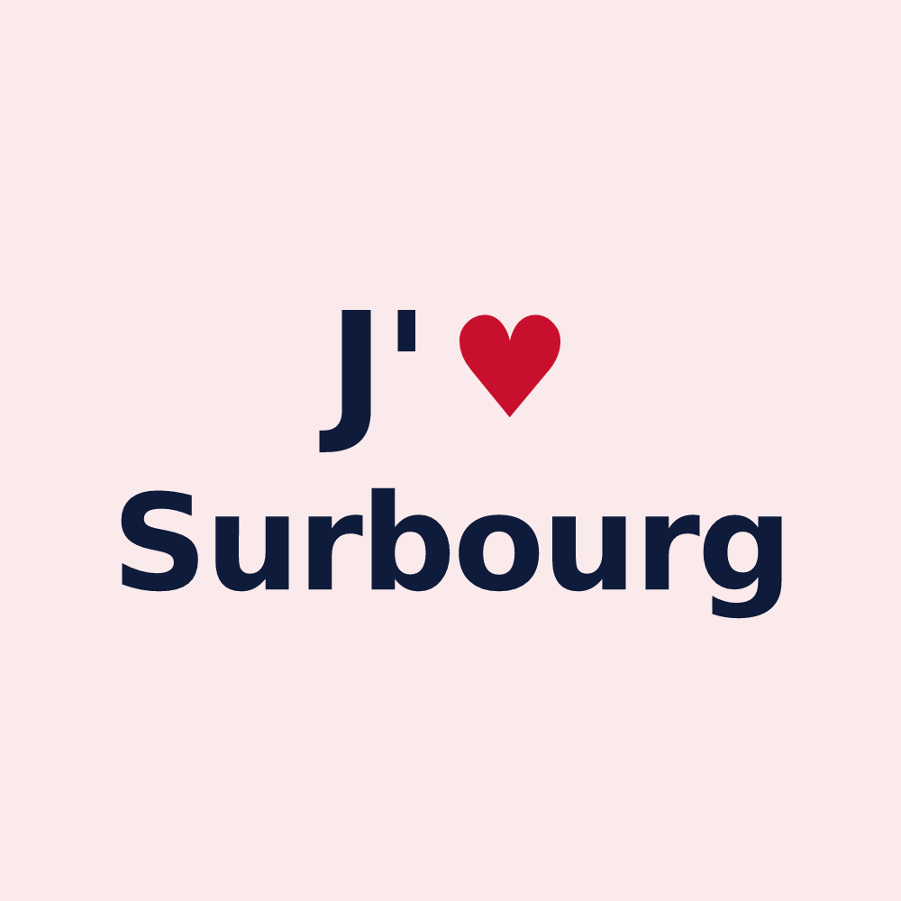 Magnet personnalisé Surbourg — design « J'aime Surbourg » imprimé sur le magnet
