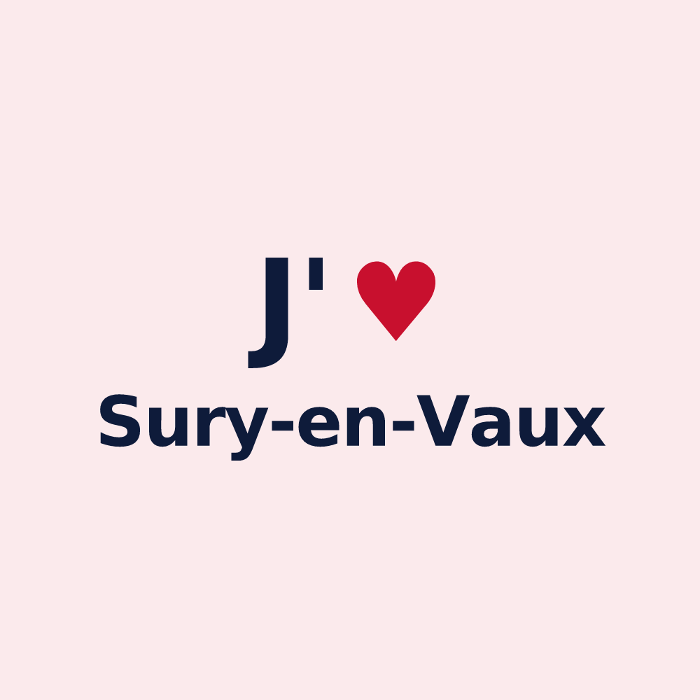 Magnet personnalisé Sury-en-Vaux — design « J'aime Sury-en-Vaux » imprimé sur le magnet