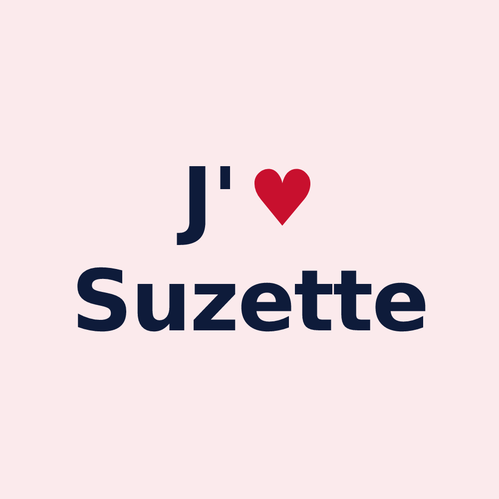 Magnet personnalisé Suzette — design « J'aime Suzette » imprimé sur le magnet