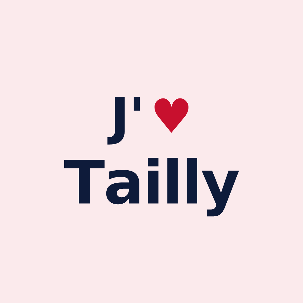 Magnet personnalisé Tailly — design « J'aime Tailly » imprimé sur le magnet