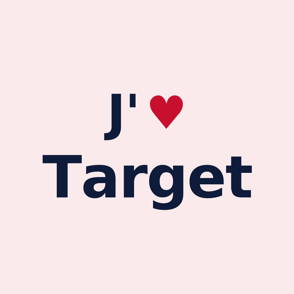 Magnet personnalisé Target — design « J'aime Target » imprimé sur le magnet