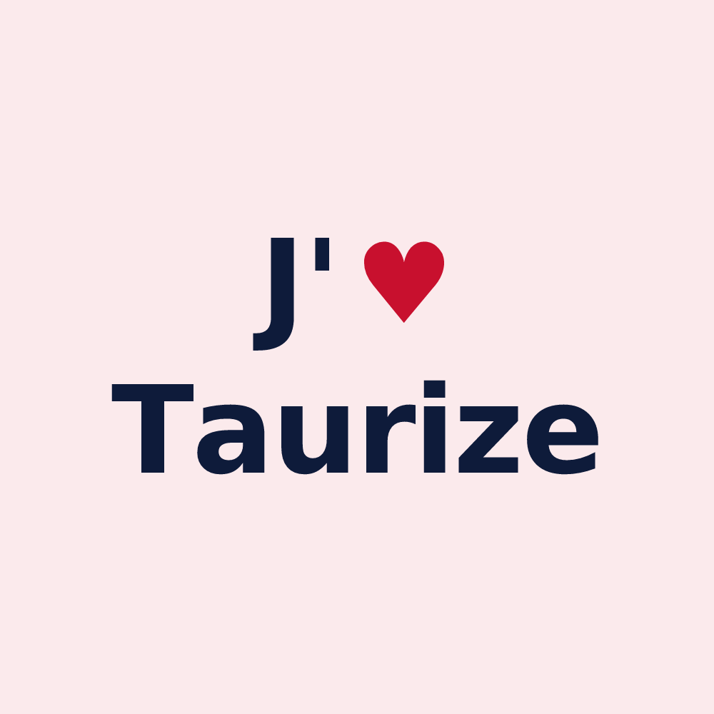 Magnet personnalisé Taurize — design « J'aime Taurize » imprimé sur le magnet