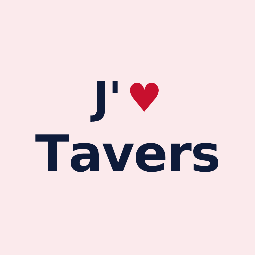 Magnet personnalisé Tavers — design « J'aime Tavers » imprimé sur le magnet