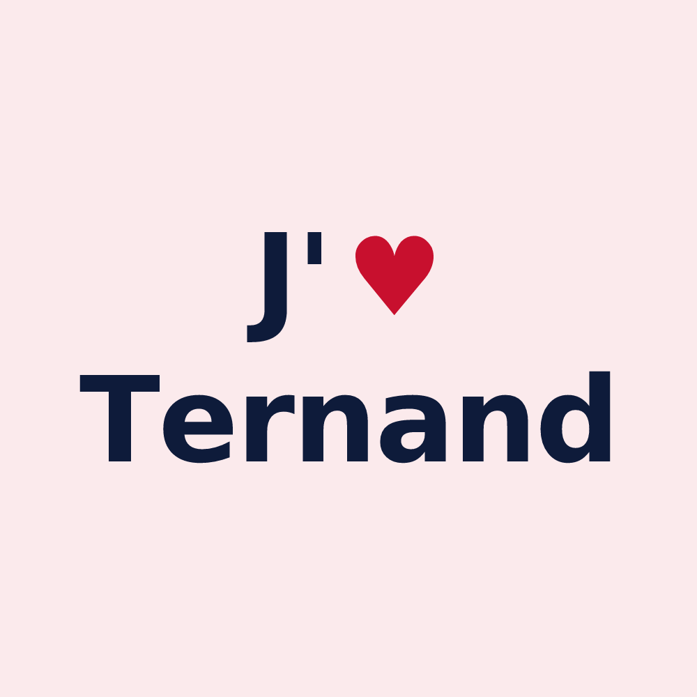 Magnet personnalisé Ternand — design « J'aime Ternand » imprimé sur le magnet