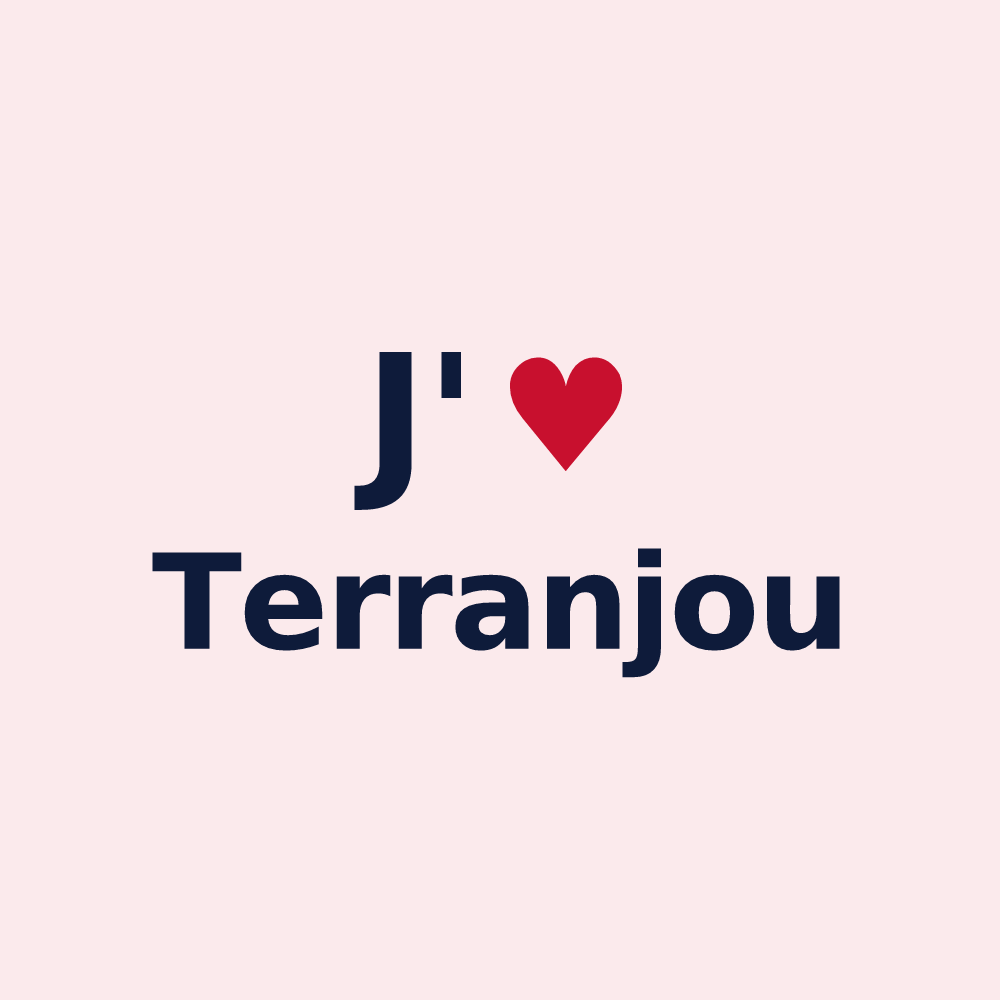 Magnet personnalisé Terranjou — design « J'aime Terranjou » imprimé sur le magnet