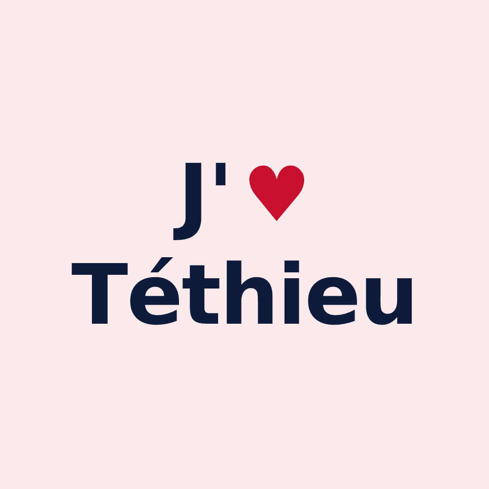 Magnet personnalisé Téthieu — design « J'aime Téthieu » imprimé sur le magnet