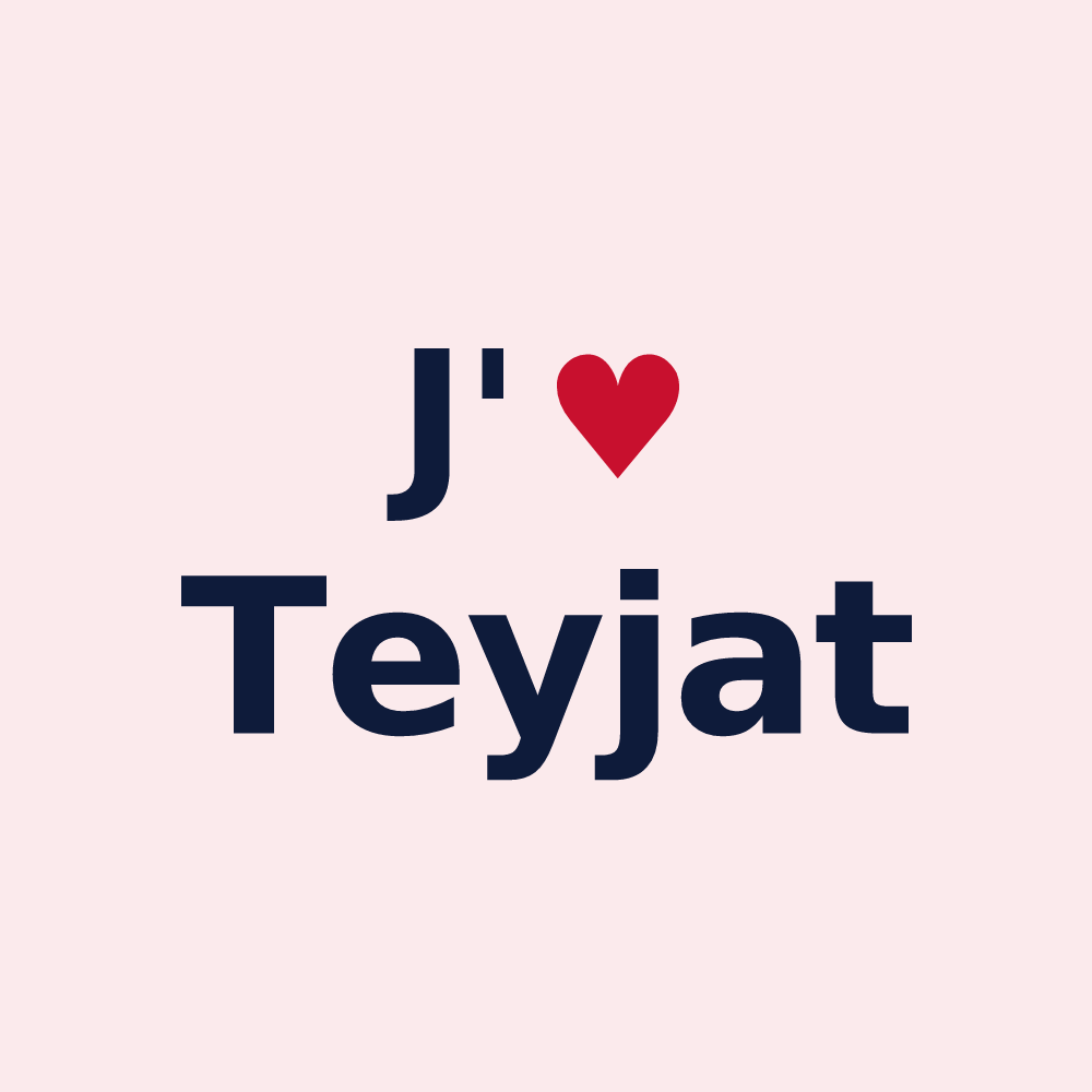 Magnet personnalisé Teyjat — design « J'aime Teyjat » imprimé sur le magnet