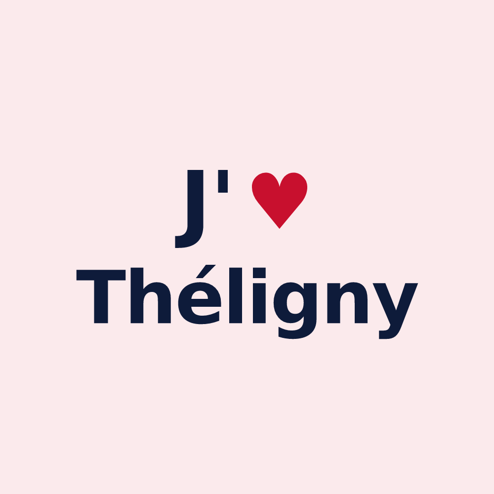 Magnet personnalisé Théligny — design « J'aime Théligny » imprimé sur le magnet