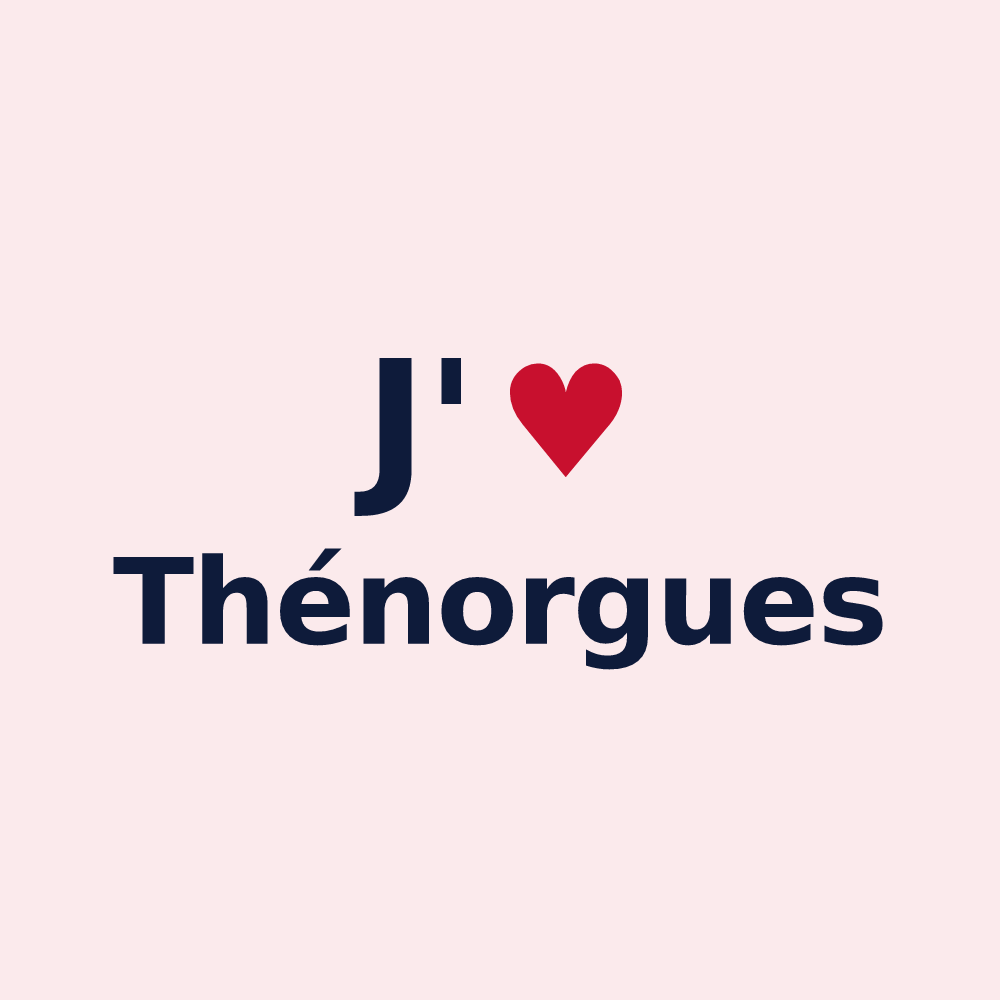 Magnet personnalisé Thénorgues — design « J'aime Thénorgues » imprimé sur le magnet