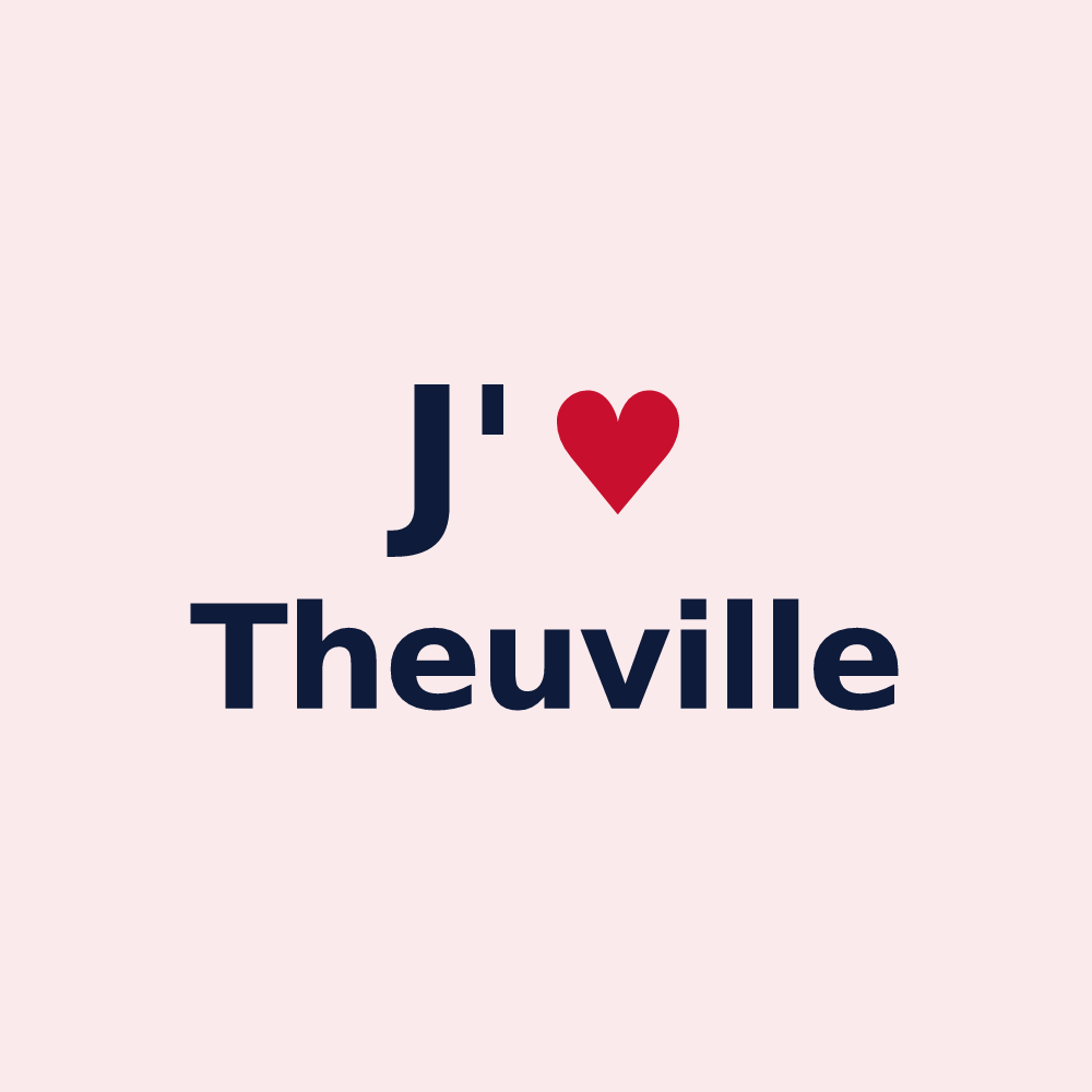 Magnet personnalisé Theuville — design « J'aime Theuville » imprimé sur le magnet