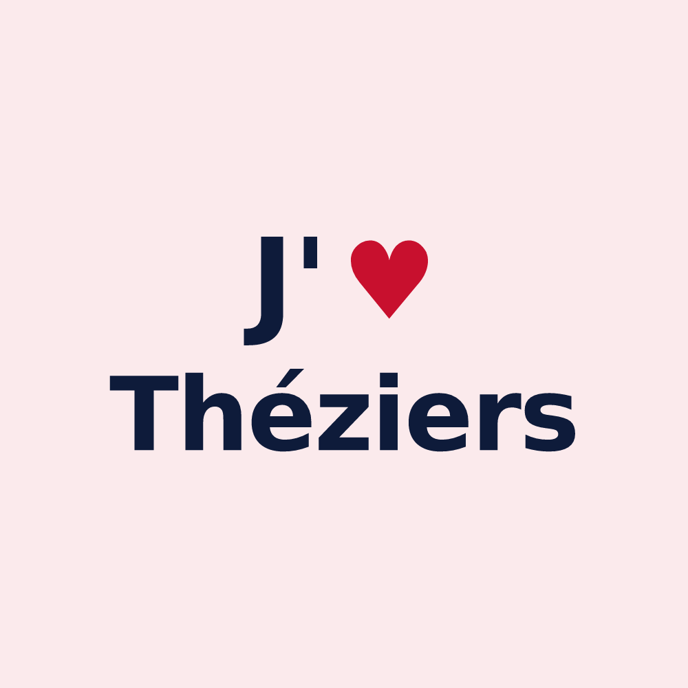 Magnet personnalisé Théziers — design « J'aime Théziers » imprimé sur le magnet