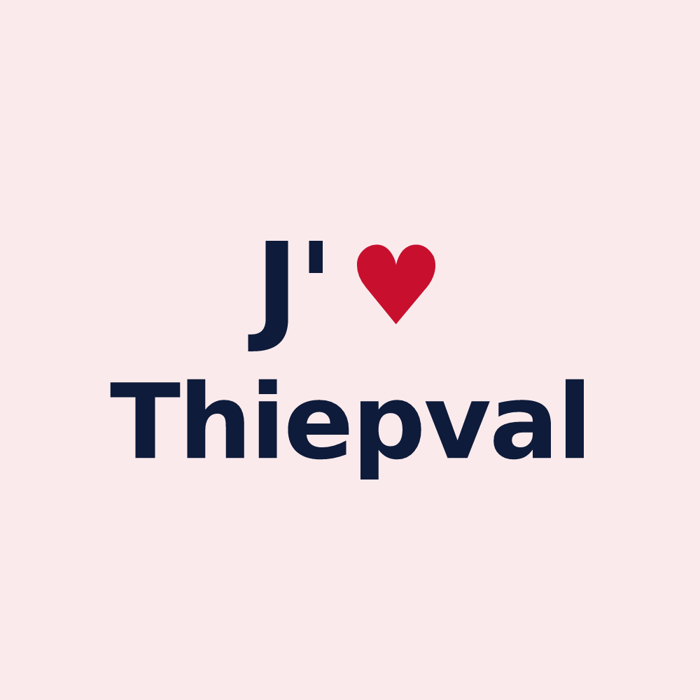 Magnet personnalisé Thiepval — design « J'aime Thiepval » imprimé sur le magnet