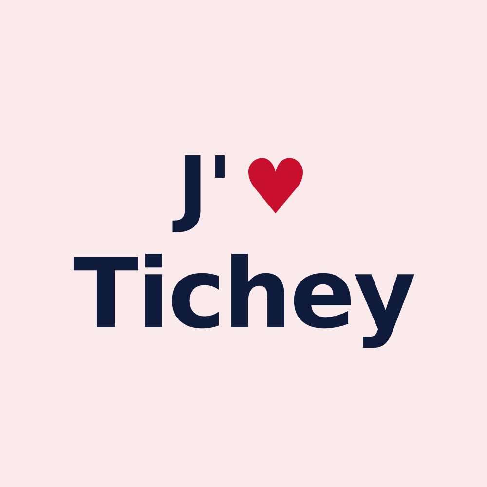 Magnet personnalisé Tichey — design « J'aime Tichey » imprimé sur le magnet