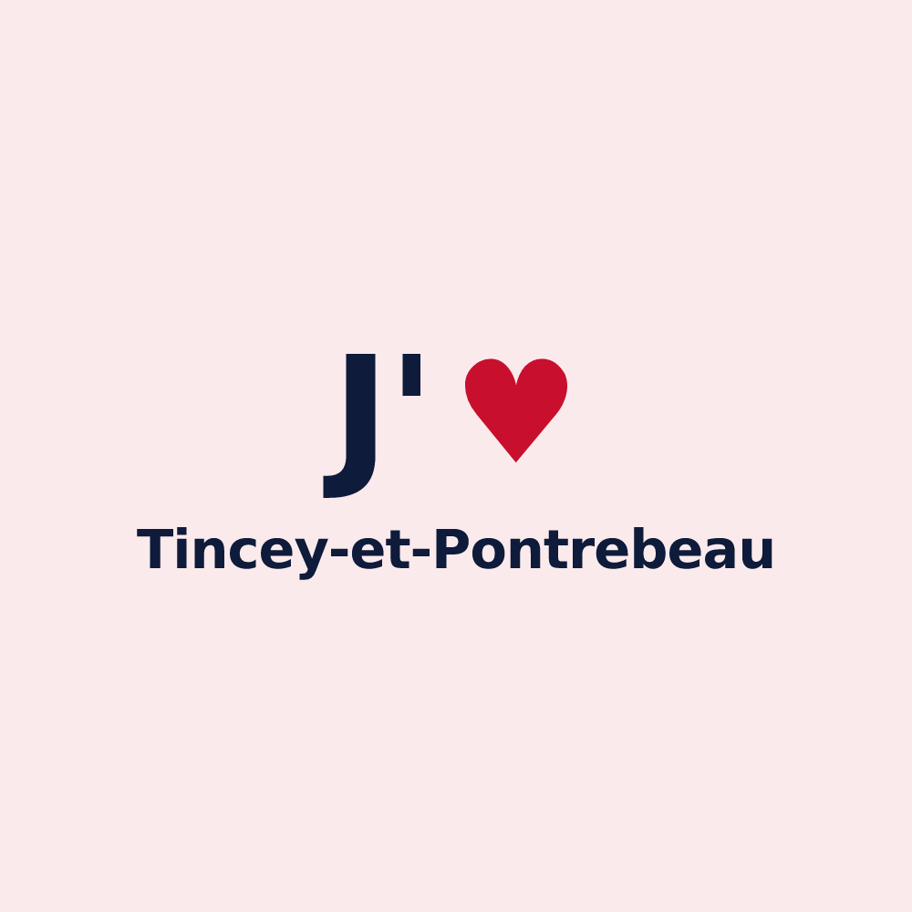 Magnet personnalisé Tincey-et-Pontrebeau — design J'aime Tincey-et-Pontrebeau