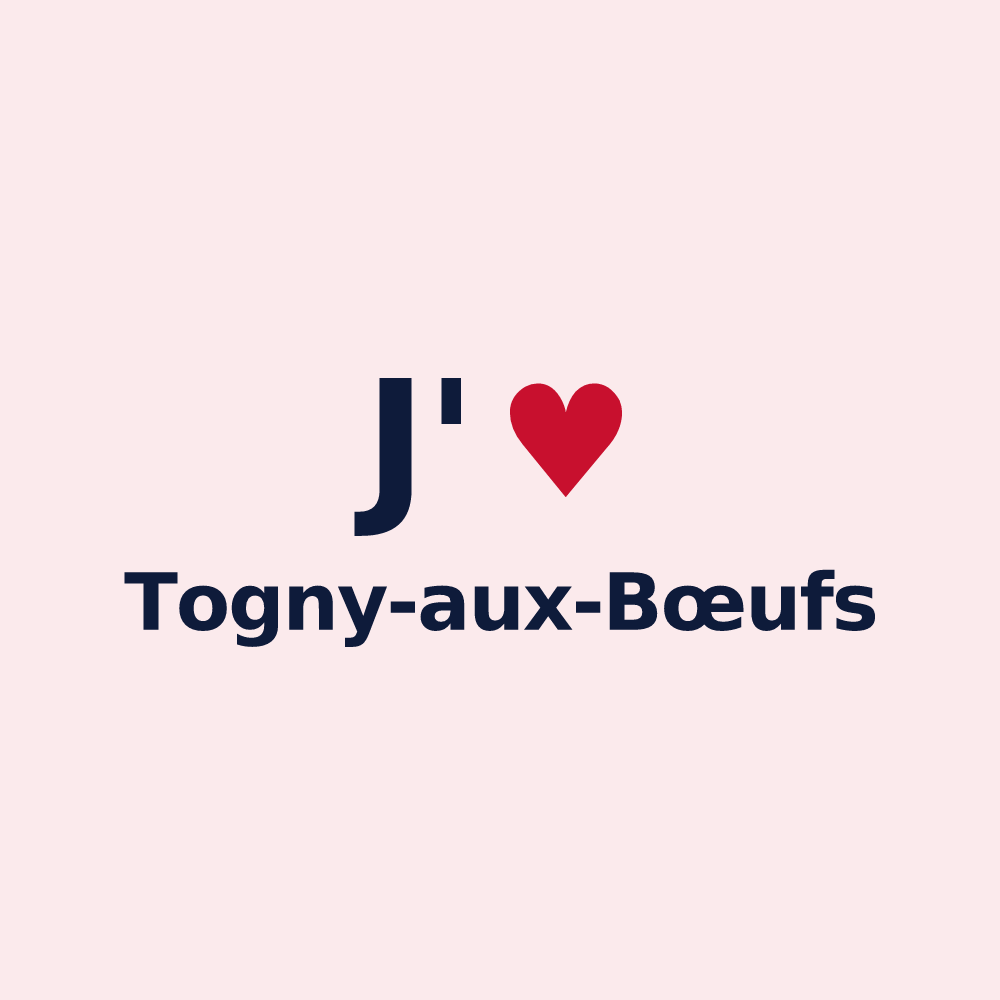 Magnet personnalisé Togny-aux-Bœufs — design J'aime Togny-aux-Bœufs