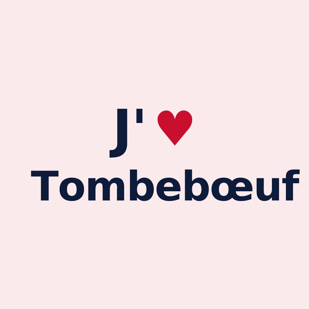 Magnet personnalisé Tombebœuf — design « J'aime Tombebœuf » imprimé sur le magnet