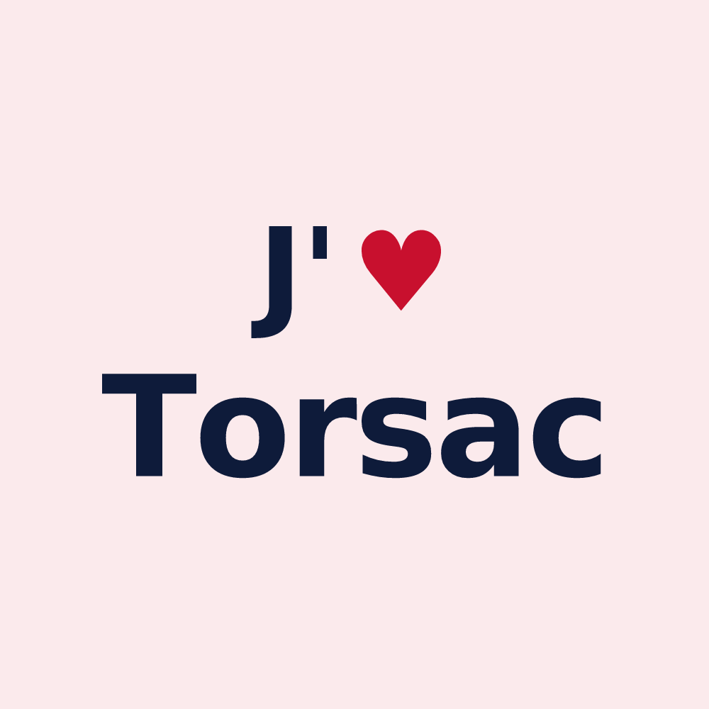 Magnet personnalisé Torsac — design « J'aime Torsac » imprimé sur le magnet