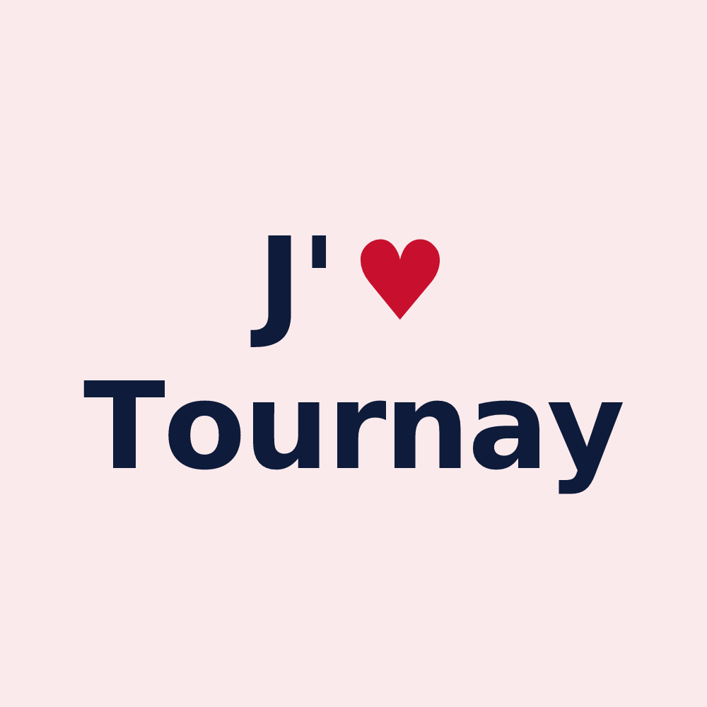 Magnet personnalisé Tournay — design « J'aime Tournay » imprimé sur le magnet